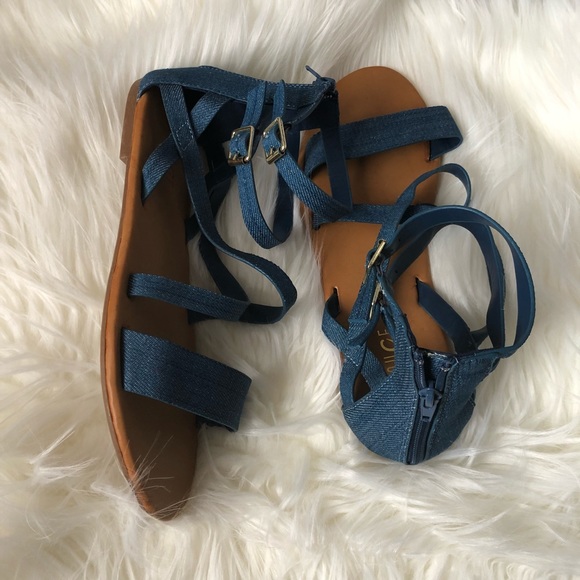 blue jean gladiator sandals